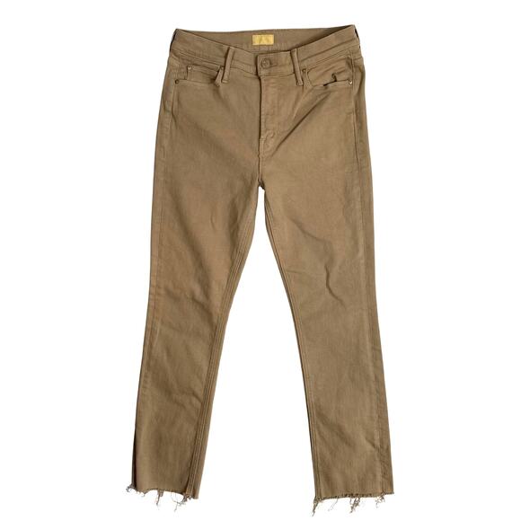 MOTHER Jeans 28 The Mid Rise Dazzler Ankle Fray Straight Leg Brown Denim - Picture 1 of 9